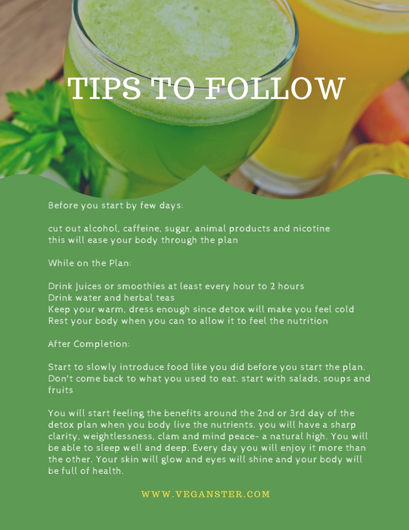 Important Tips to follow for the Detox Plan